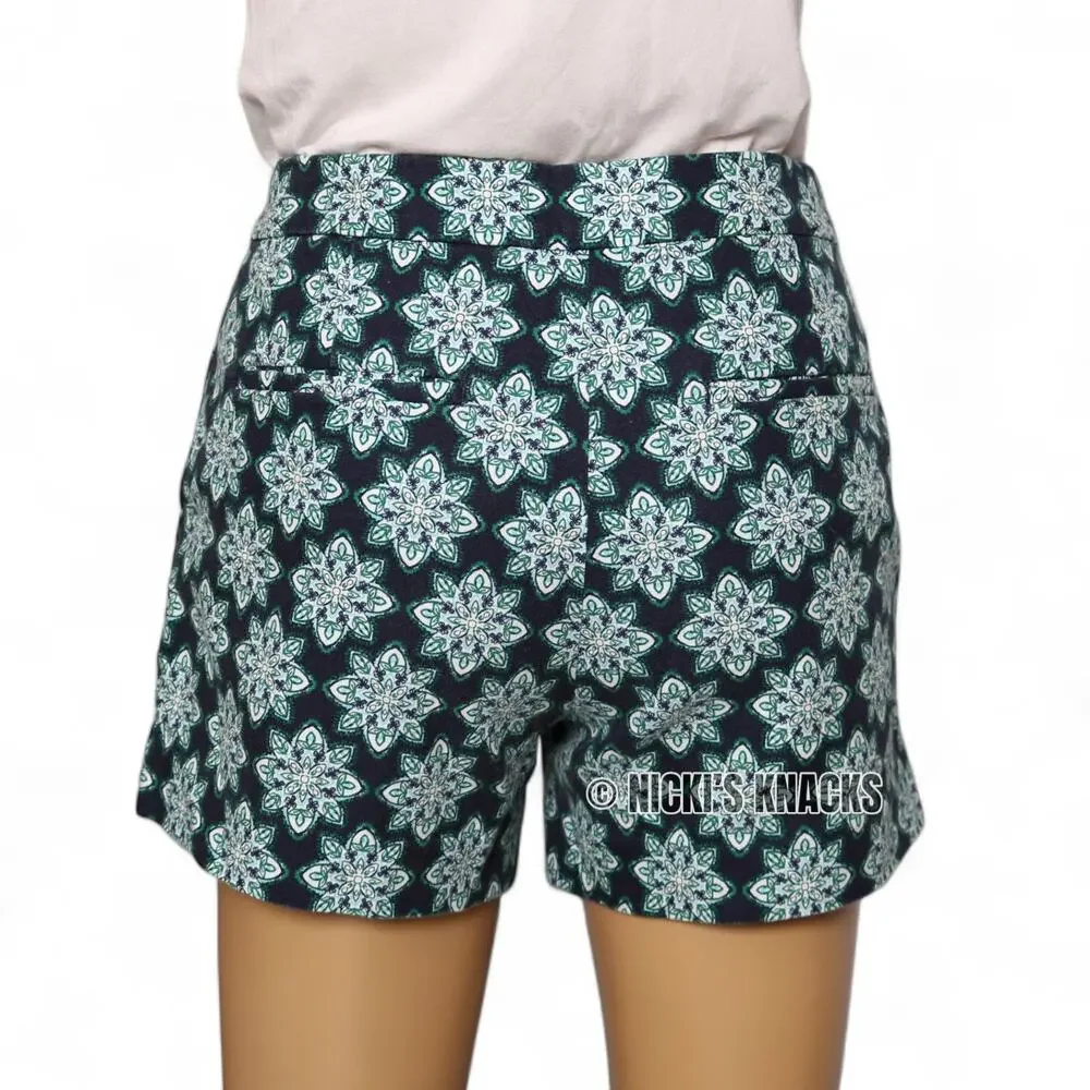 Banana Republic Navy Green Floral Geo Print Sailor Shorts 4